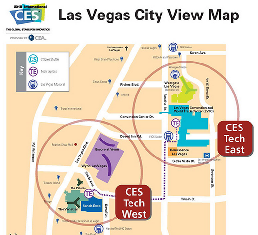 CES 주요 전시장 지도