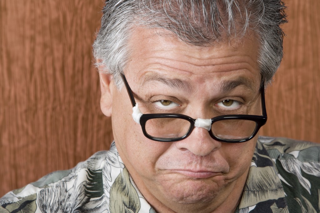 Silly Man with Taped Glasses