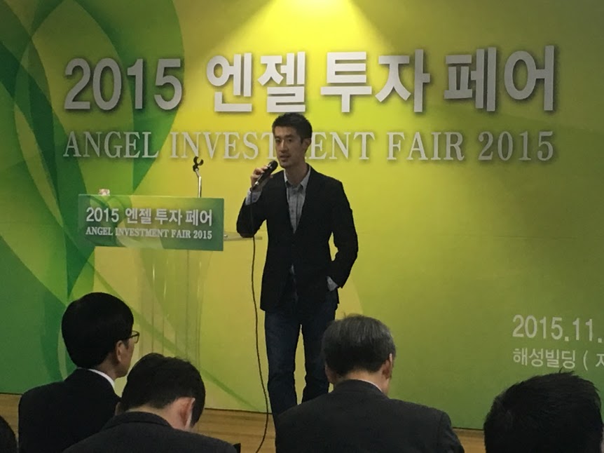 엔젤투자의 회수전략에 대해서 발표 중인 테크스타 소속 탁로(Tak Lo) 런던 디렉터