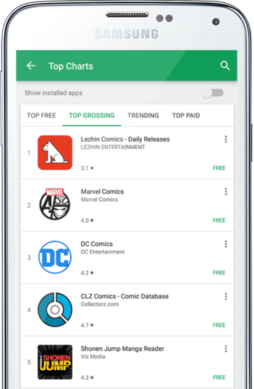 레진코믹스 “美 구글플레이서 마블·DC 눌렀다”