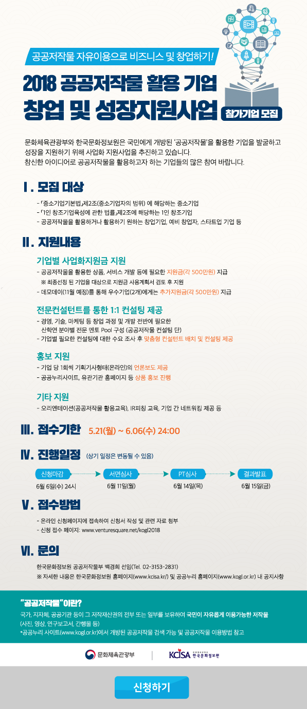 2018 공공저작물 활용 기업 창업 및 성장지원사업
