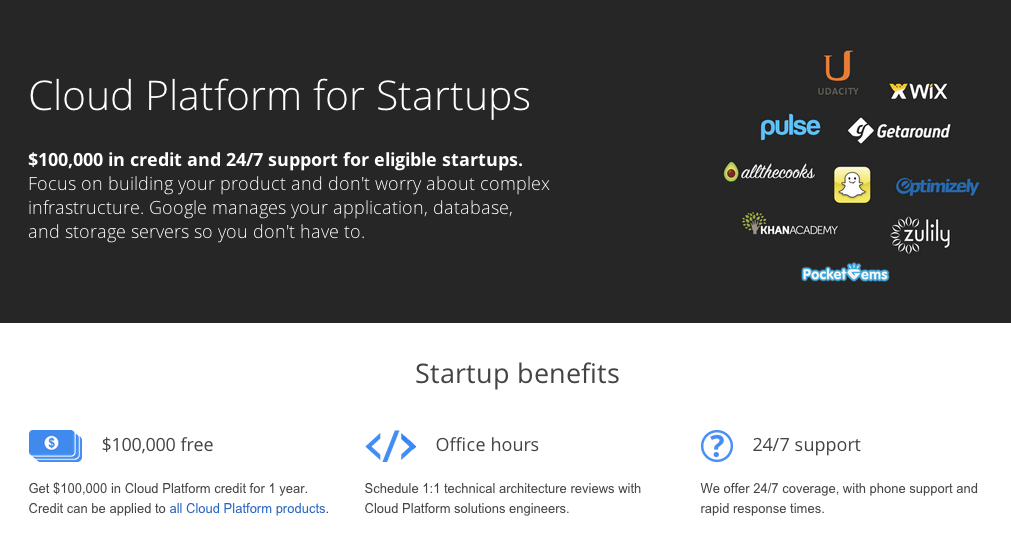 Google Cloud Platform for startups